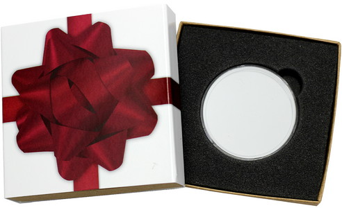 SilverTowne Natural Kraft Paper Gift Boxes with Maroon Bow Box Sleeve & Capsule - Product Packaging [Add $35.00]